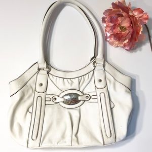 Nicole Miller White Leather Handbag Purse